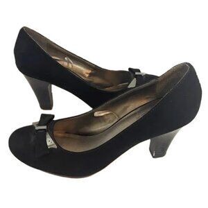 Madeline Stuart Heel Bow Black Velvet Rounded Toe Rockabilly Coquette